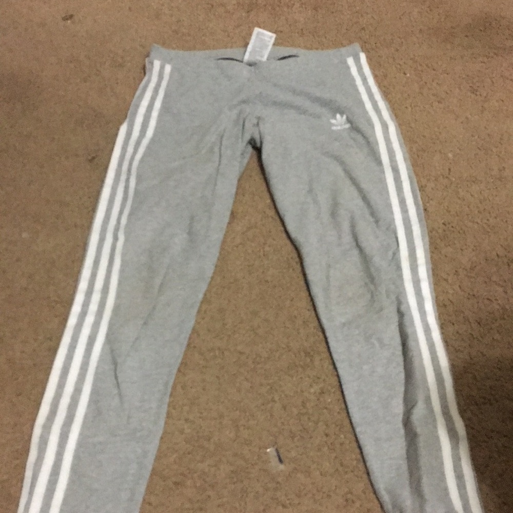 Gray and white adidas Leggings